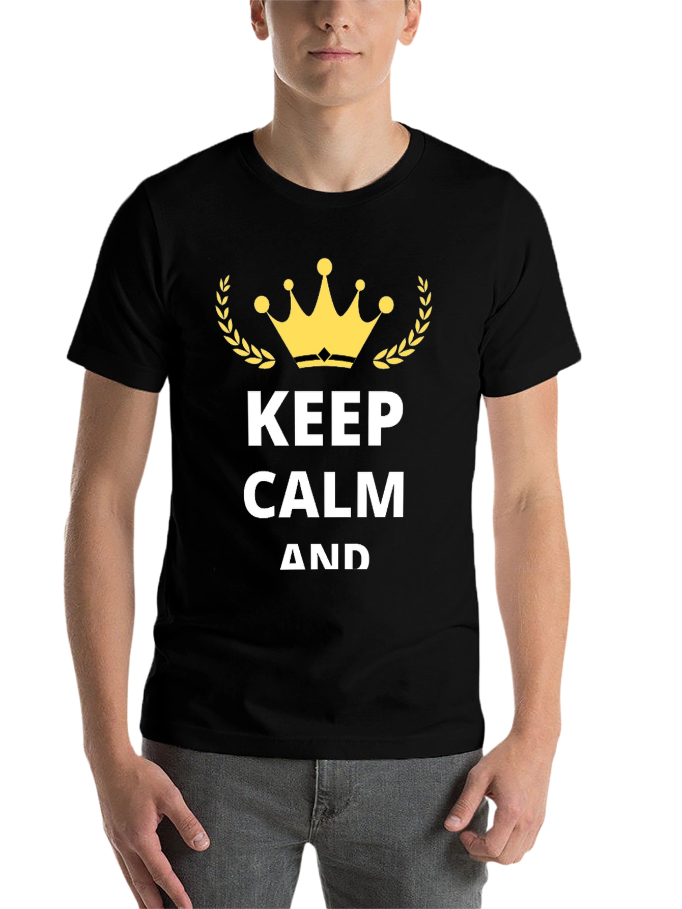 Black Keep Calm Crown Black Graphic Tee view 7