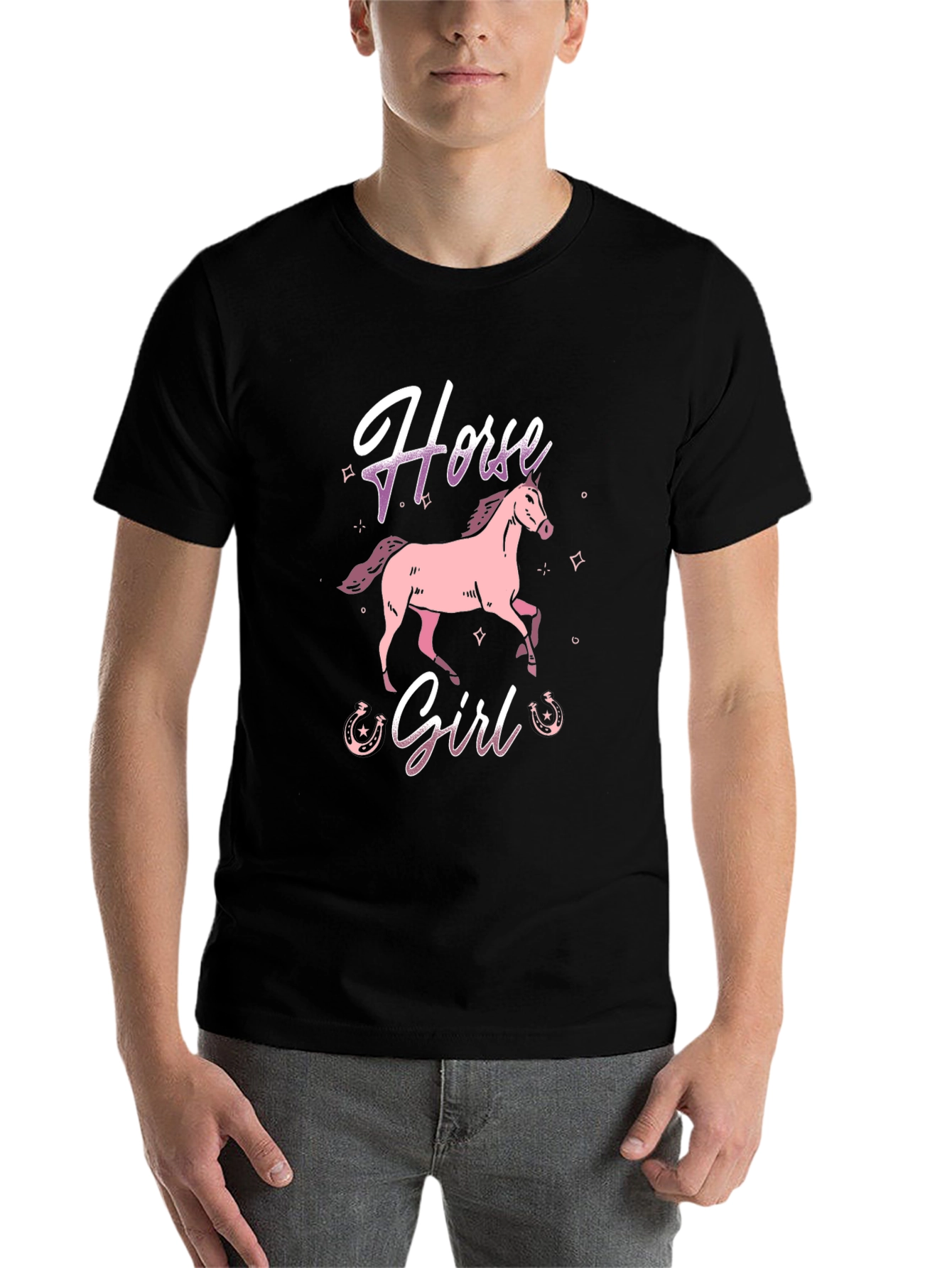 Black Horse Girl Graphic Tee - Black view 7