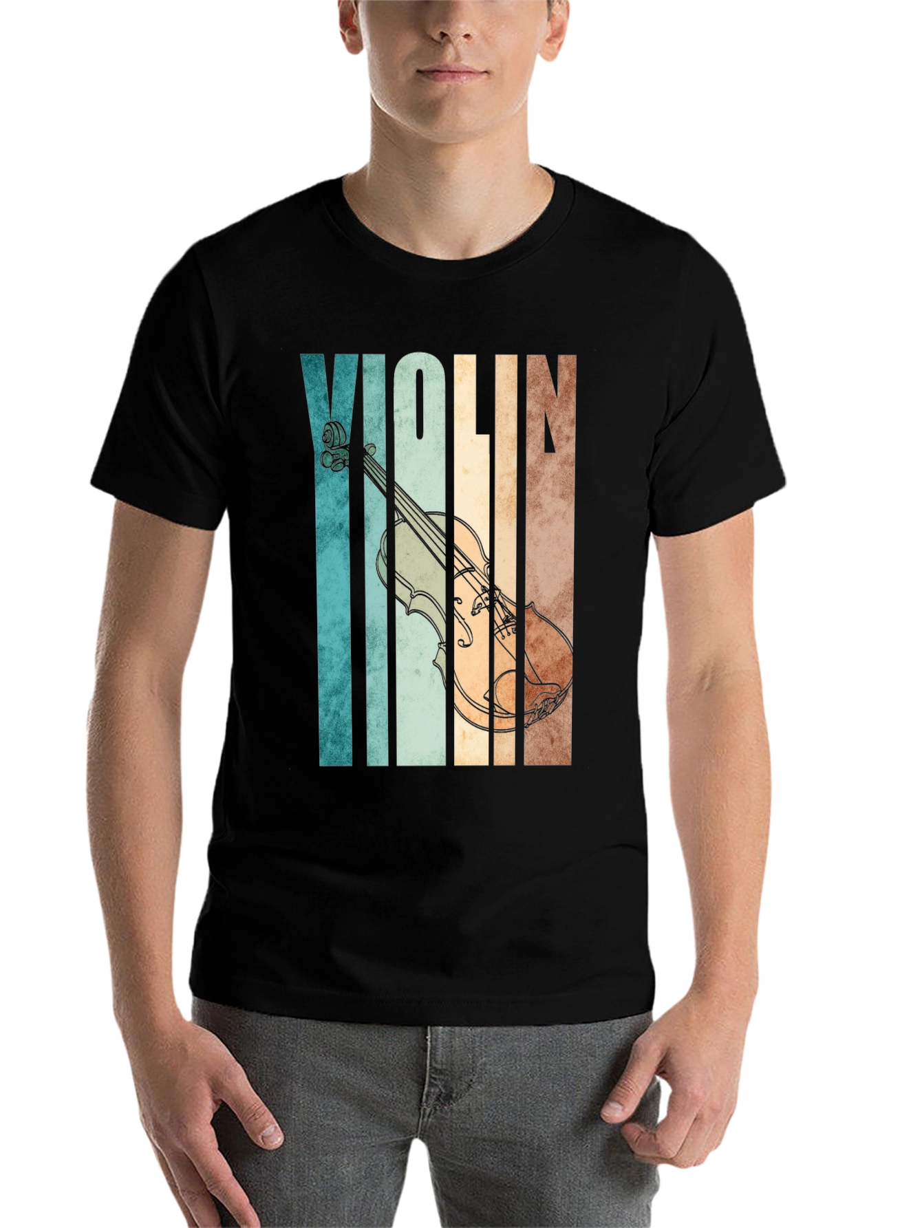 Black Vintage Violin T-Shirt - Music Lover Tee view 7