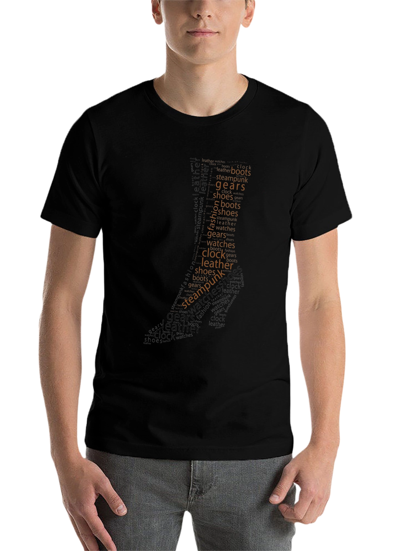 Black Steampunk Word Art Graphic T-Shirt view 7
