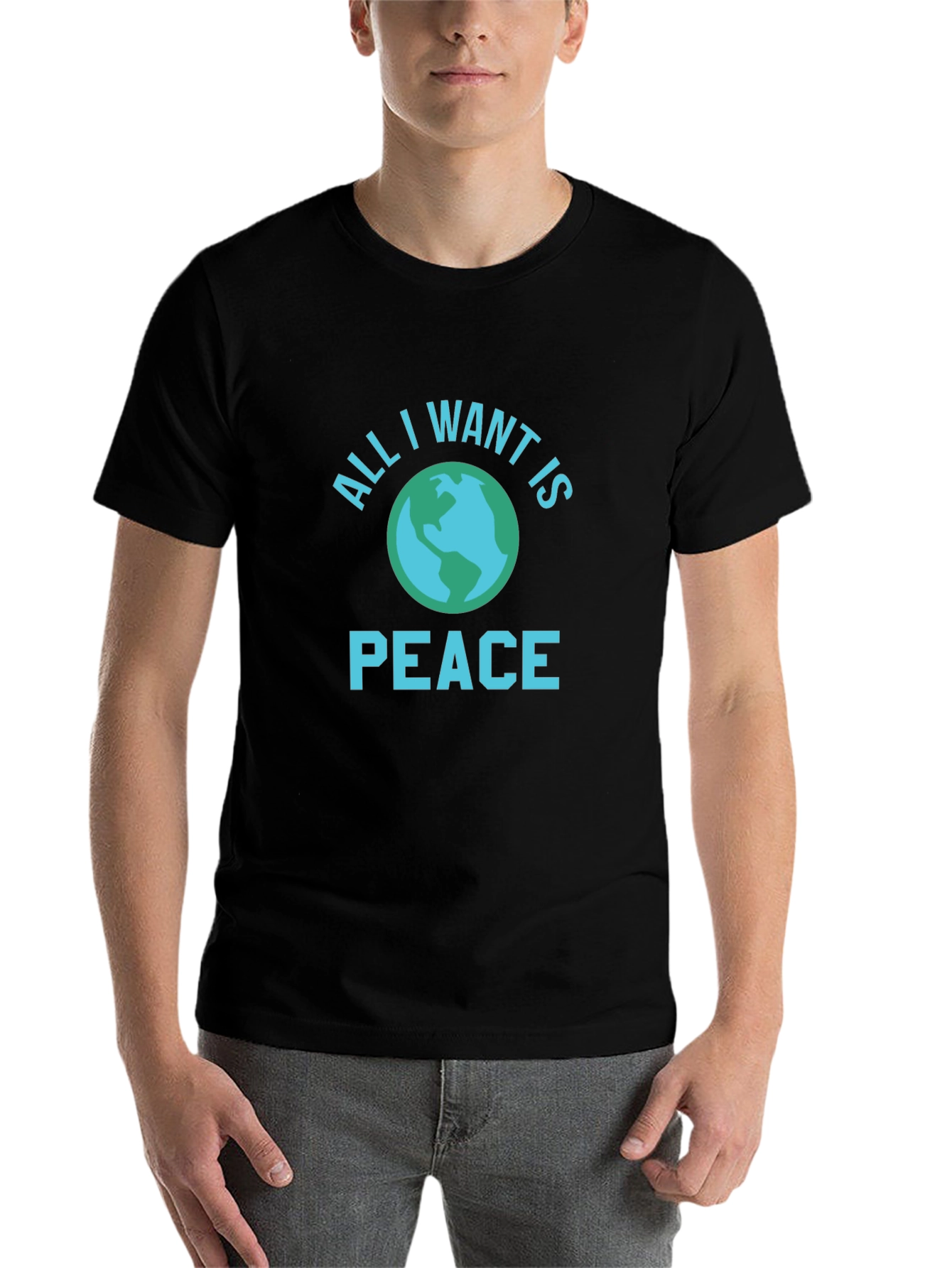 Black All I Want is Peace T-Shirt view 7