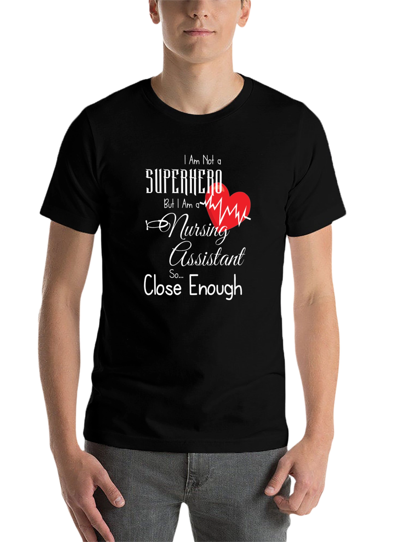 Black Nursing Assistant Superhero Graphic T-Shirt view 7