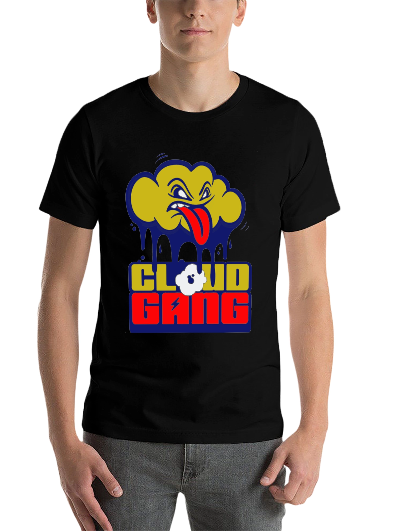 Black Cloud Gang Graphic T-Shirt - Black Crew Neck Tee view 7