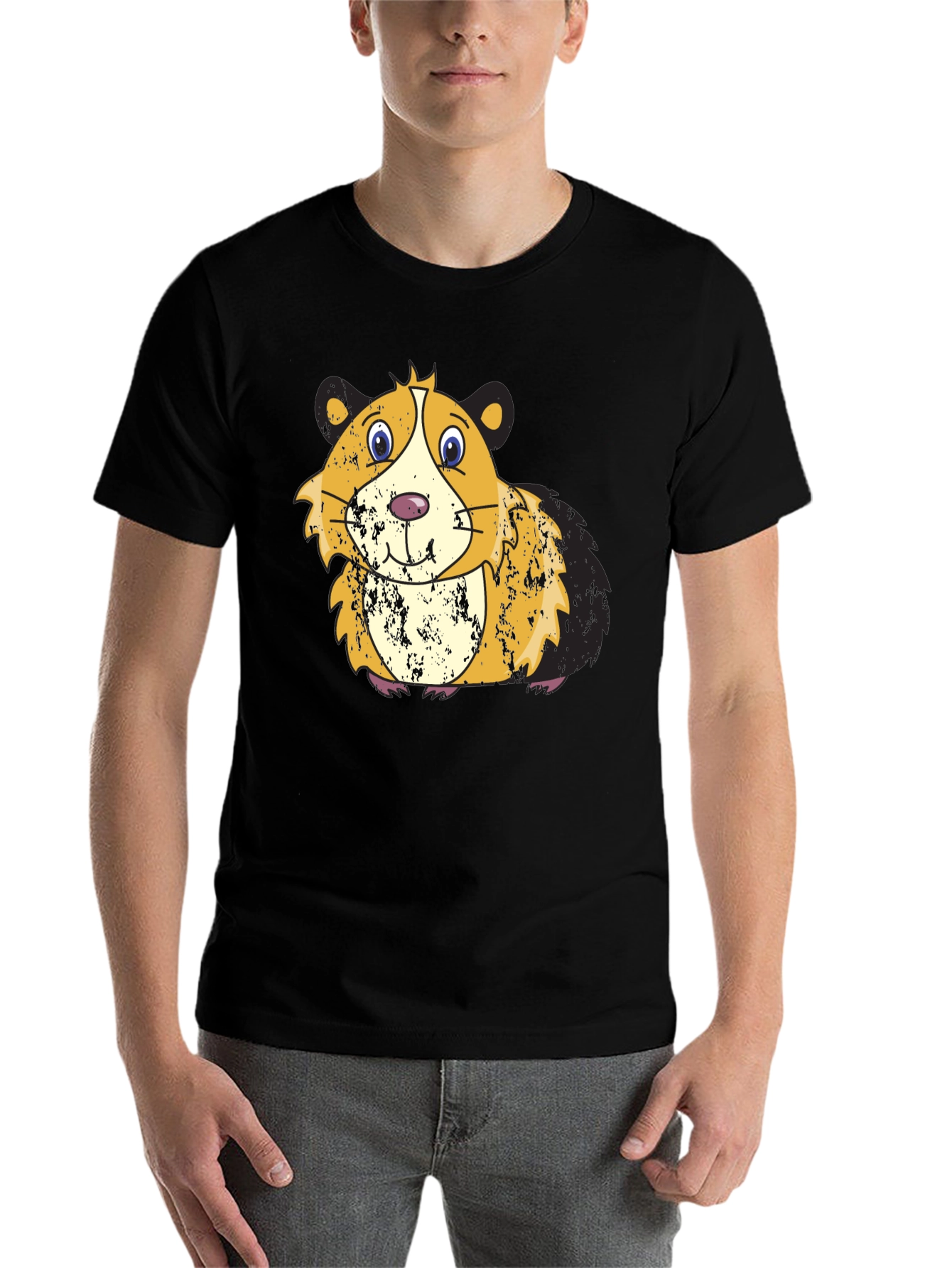 Black Cute Guinea Pig Graphic Tee view 7