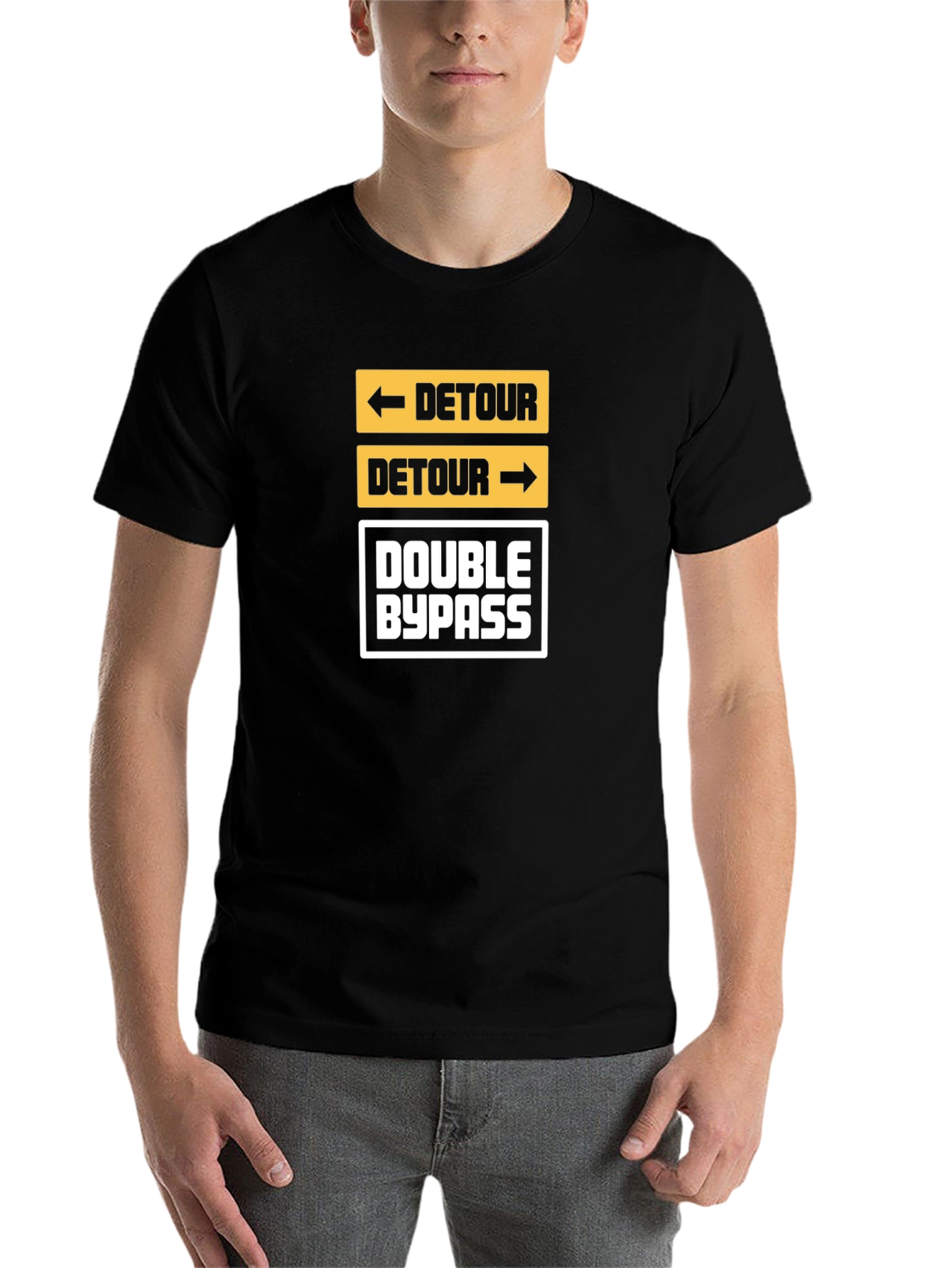 Black Detour Double Bypass Graphic Tee - Funny Road Signs Shirt view 7