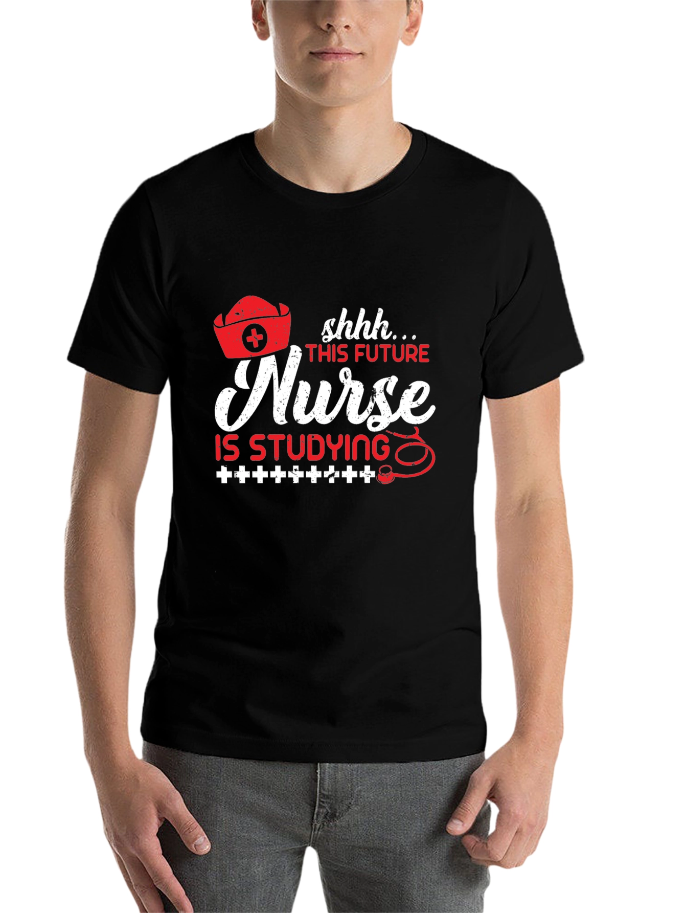 Black Future Nurse Studying Black T-Shirt view 7