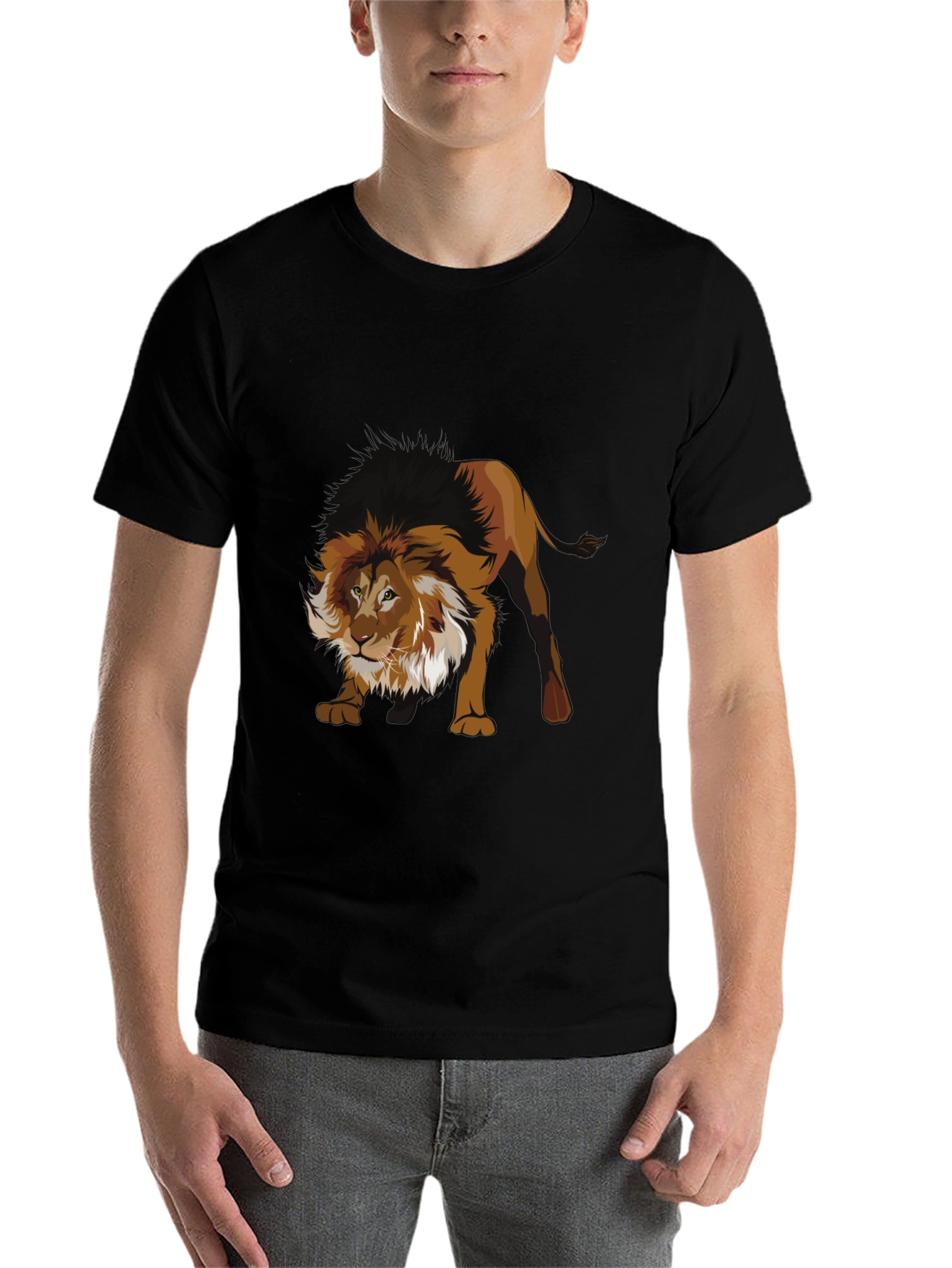Black Lion Graphic Black T-Shirt view 7