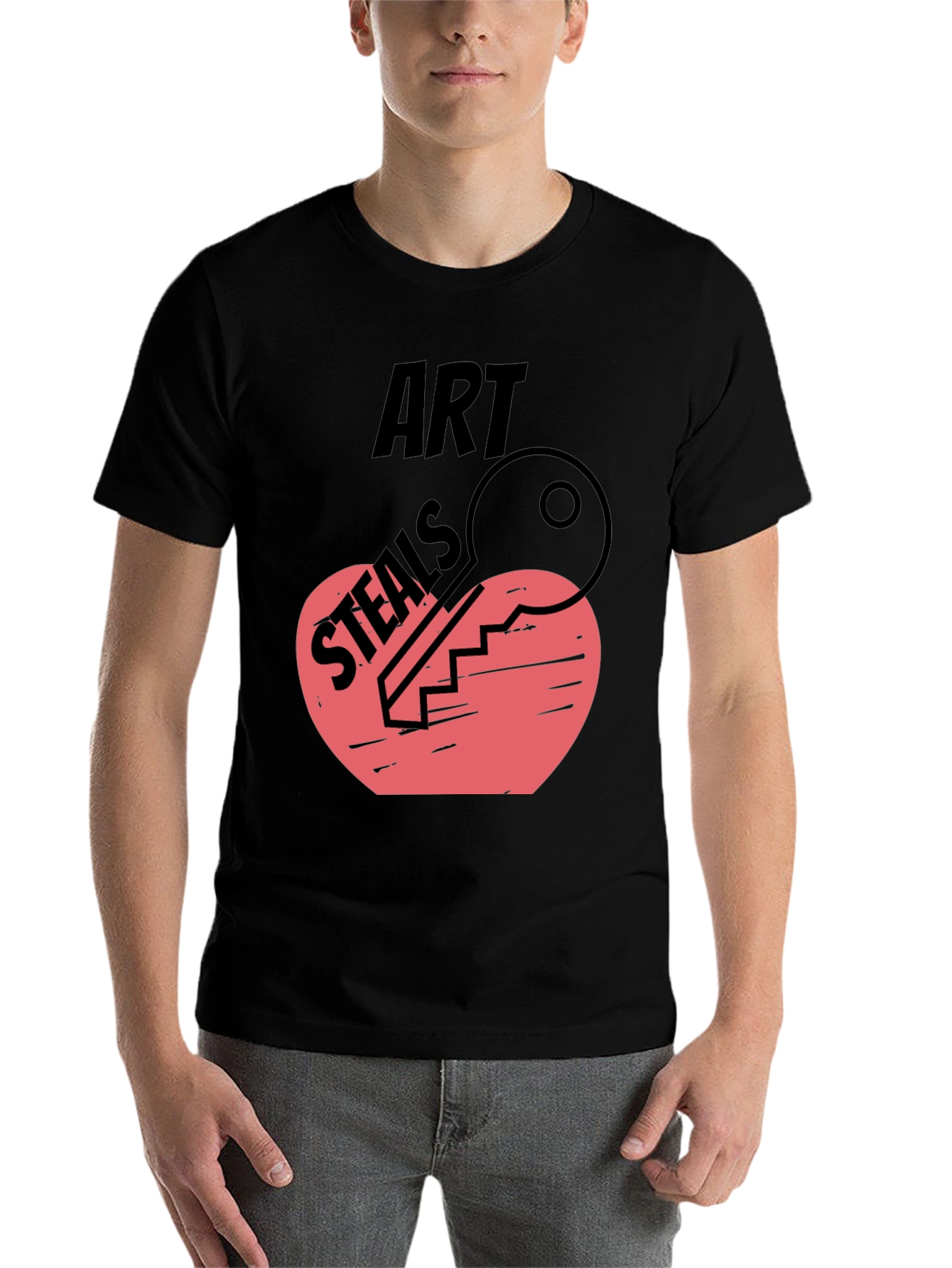 Black Art Steals Heart Key Graphic Tee view 7