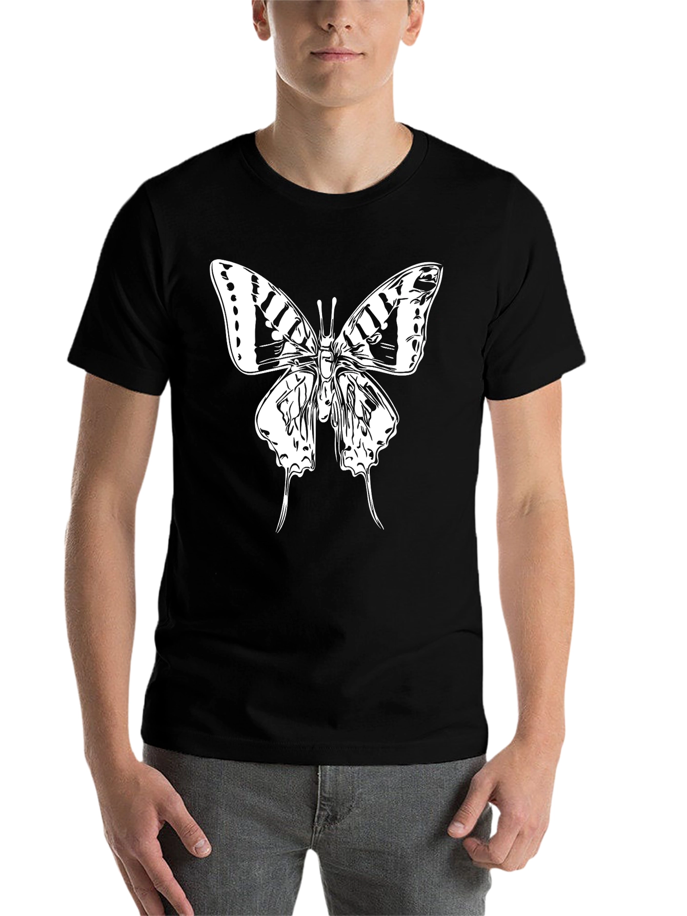 Black Butterfly Graphic Black T-Shirt view 7