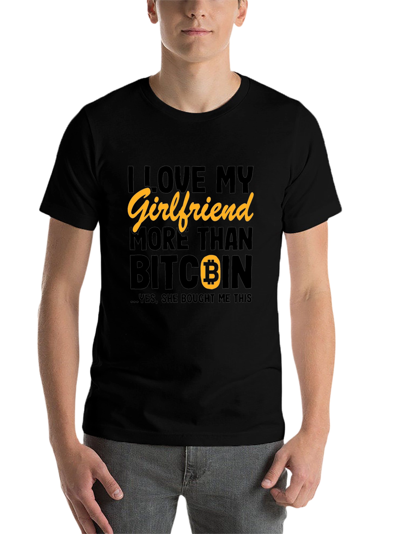 Black I Love My Girlfriend More Than Bitcoin Graphic T-Shirt view 7