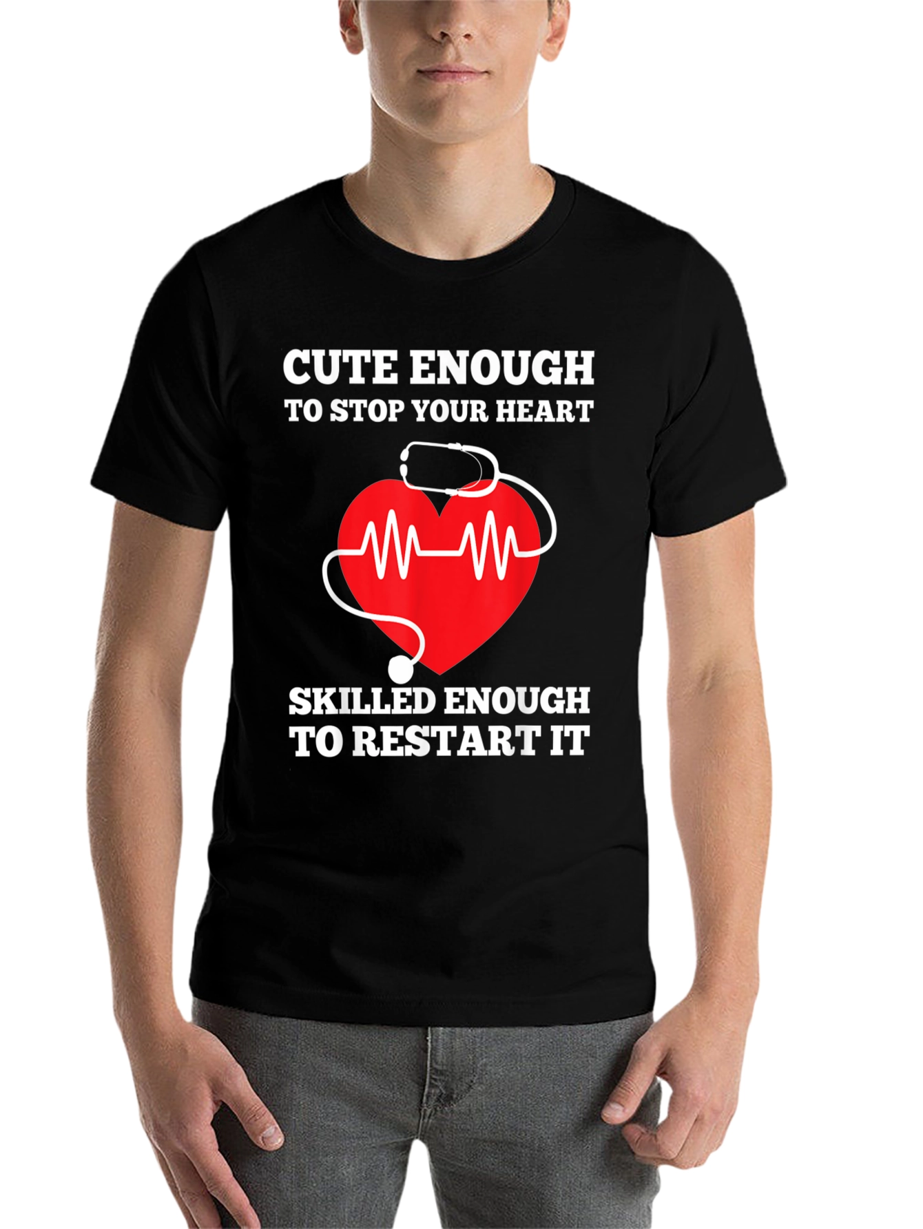 Black Cute Enough to Stop Your Heart T-Shirt view 7