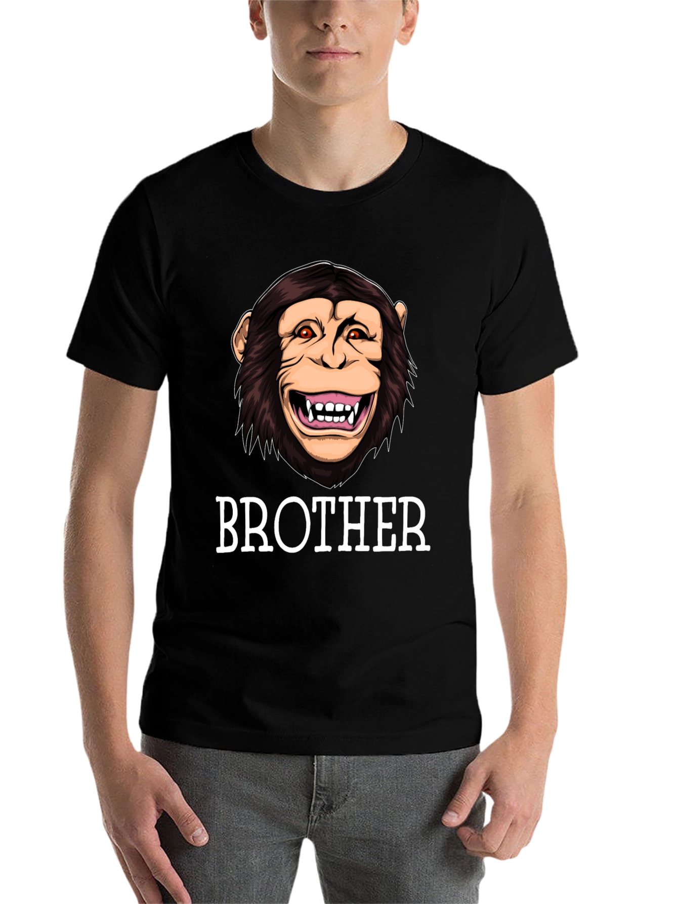 Black Brother Monkey Graphic Tee - Funny Family Shirt view 7