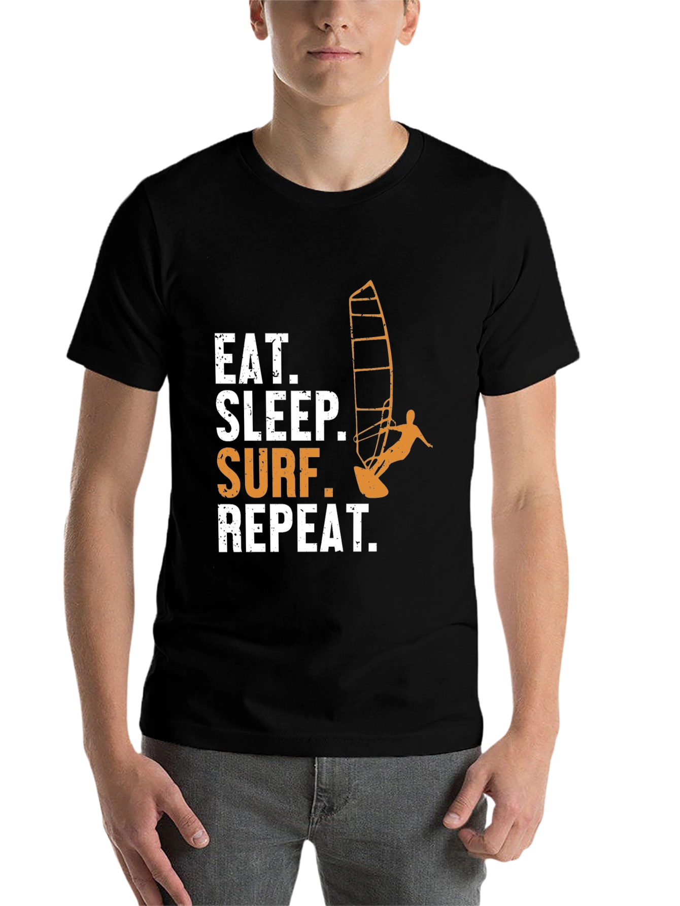 Black Eat Sleep Surf Repeat T-Shirt view 7