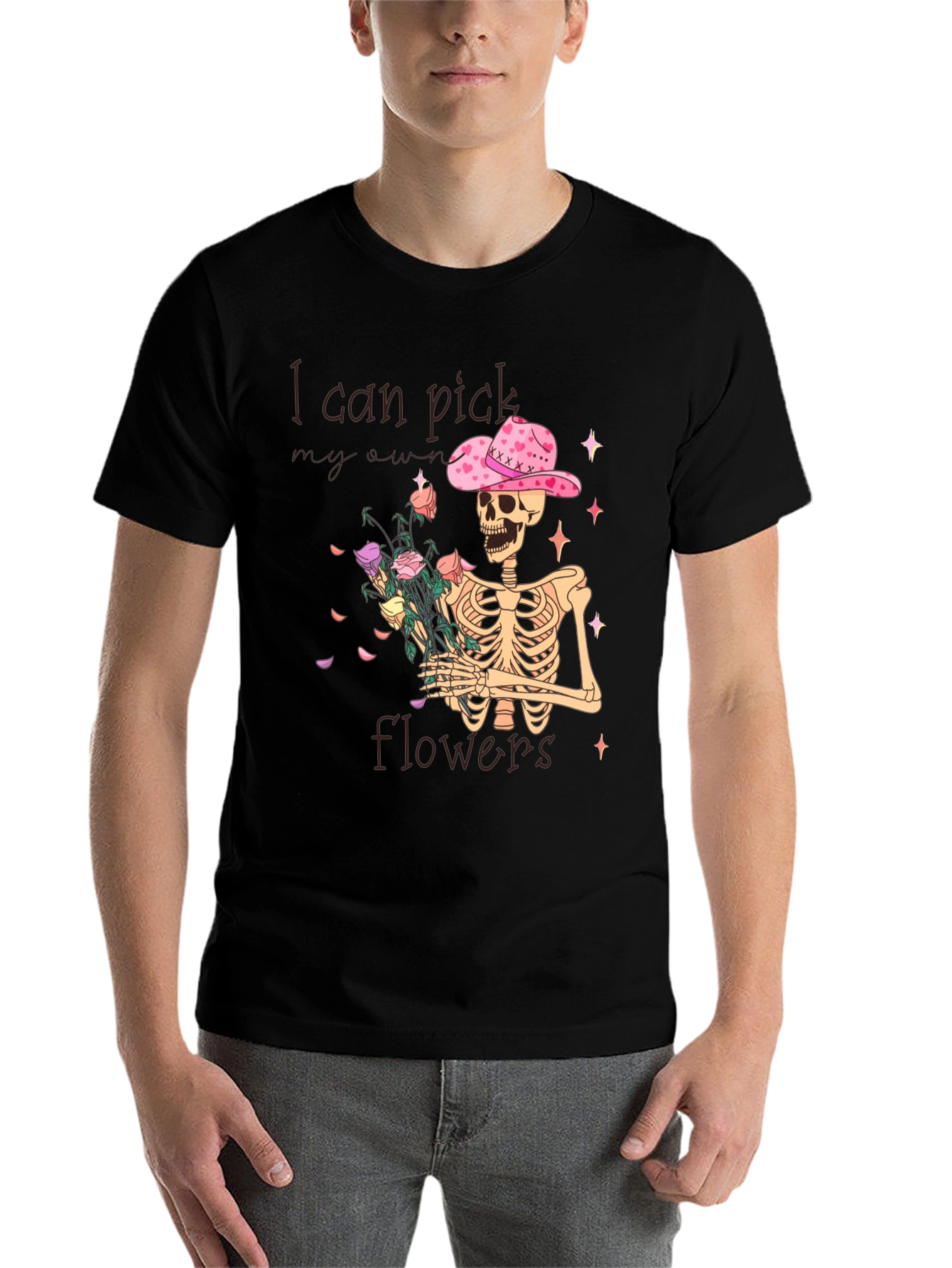 Black I Can Pick My Own Flowers T-Shirt view 7