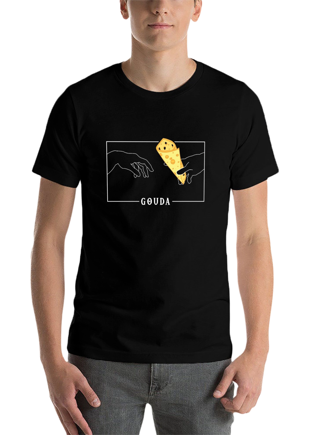 Black Gouda Cheese Michelangelo T-Shirt - Funny Foodie Tee view 7