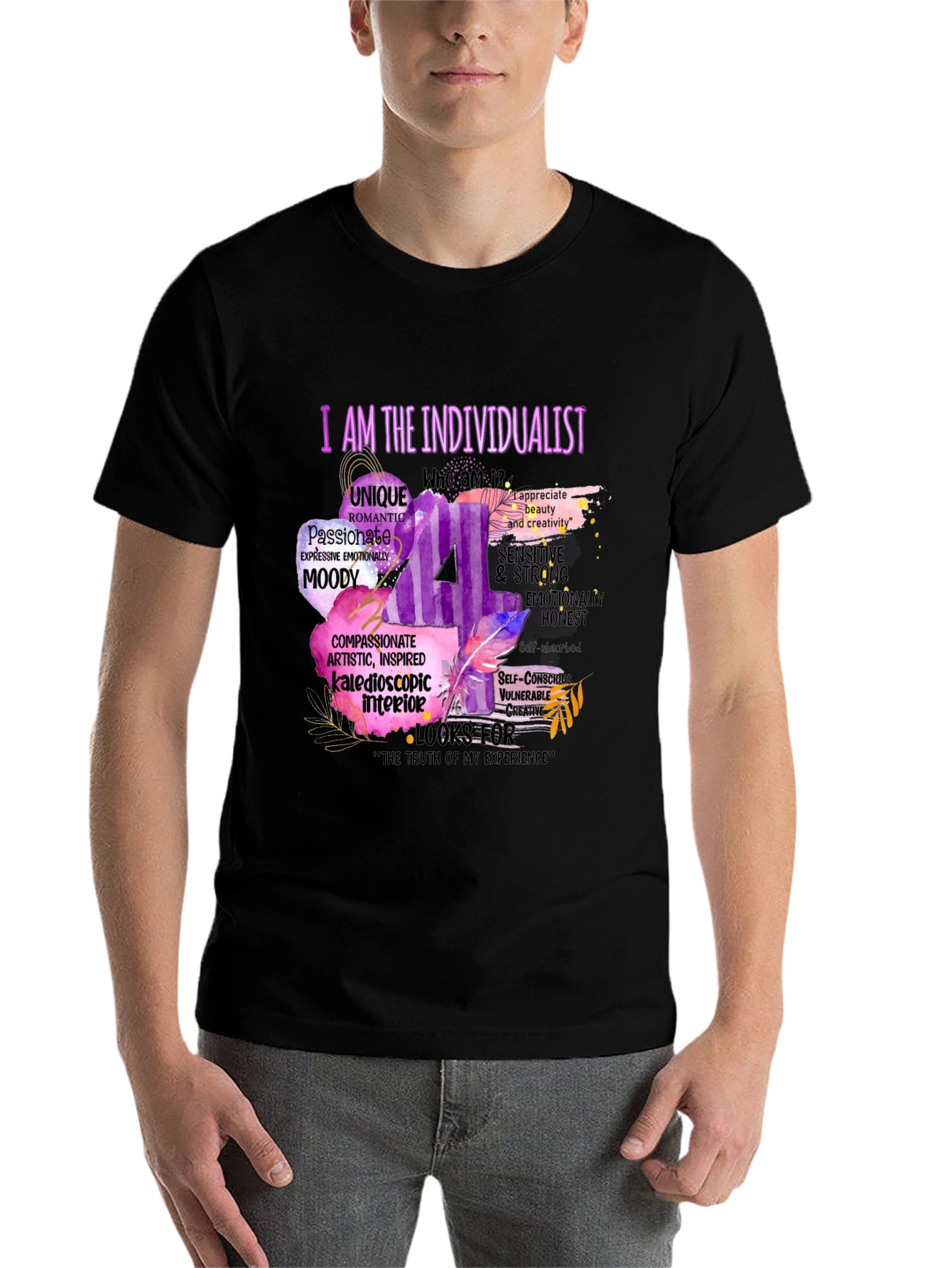 Black Individualist Graphic T-Shirt - Express Yourself! view 7