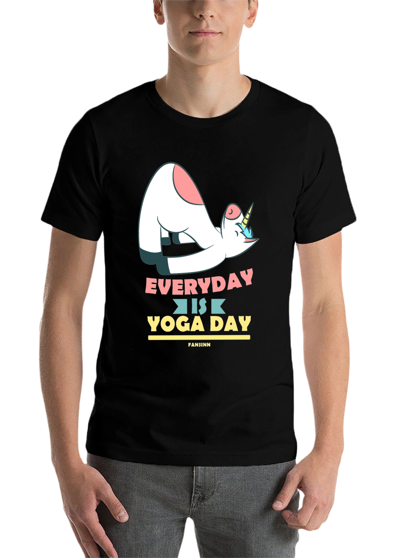 Black Unicorn Yoga T-Shirt - Everyday is Yoga Day Tee view 7
