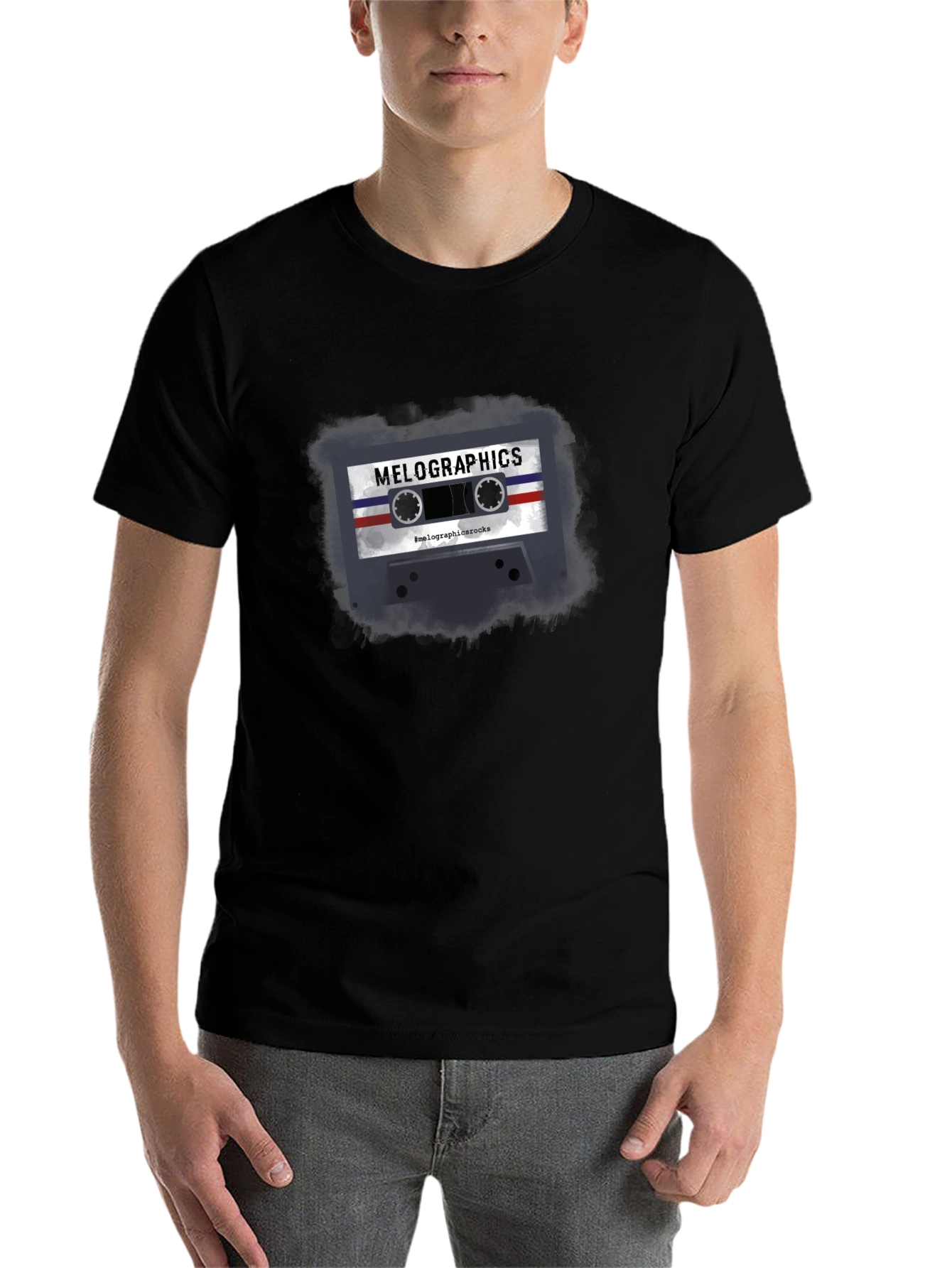 Black Retro Cassette Tape Graphic T-Shirt view 7