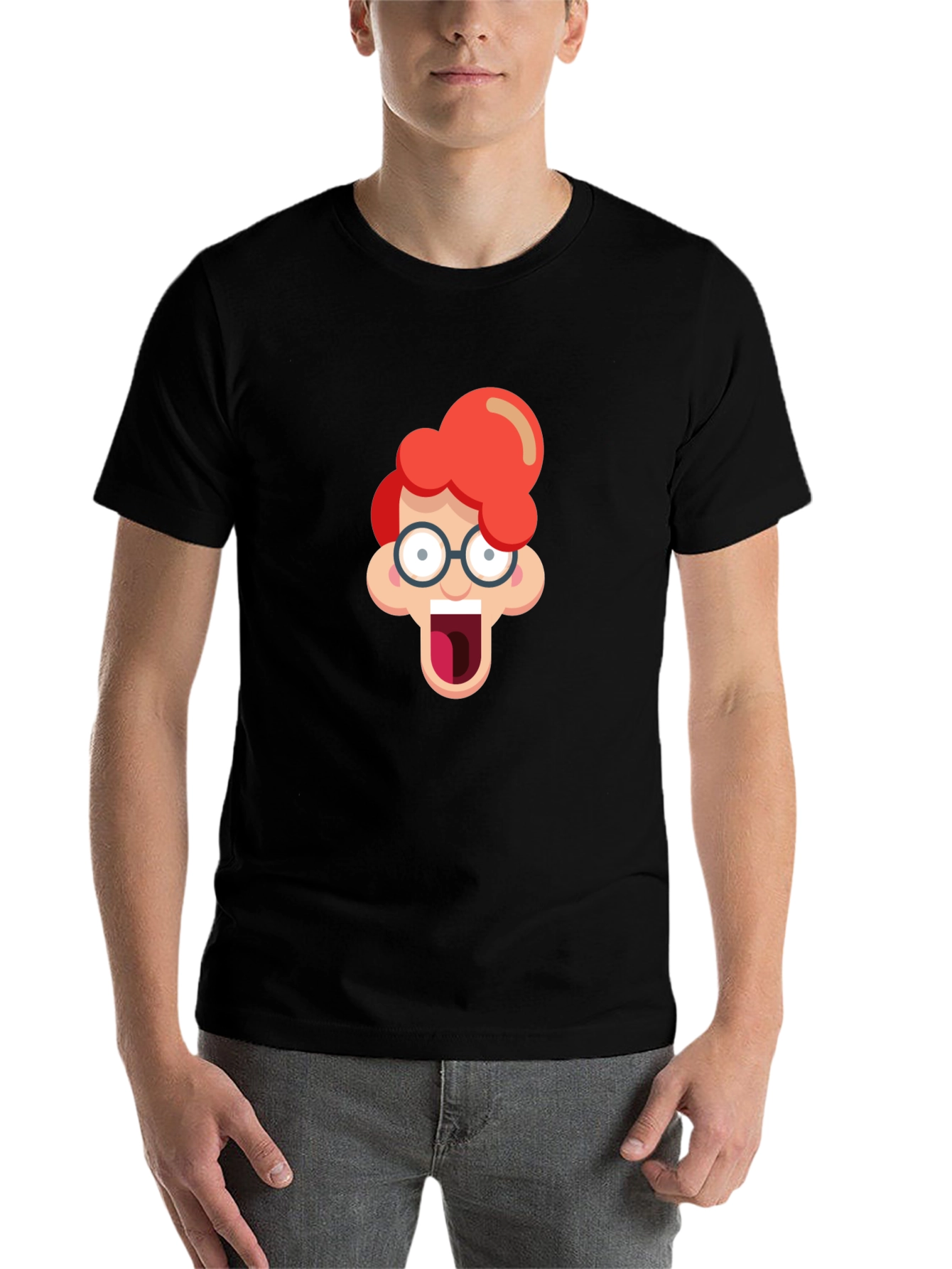 Black Cartoon Nerd Graphic T-Shirt view 7