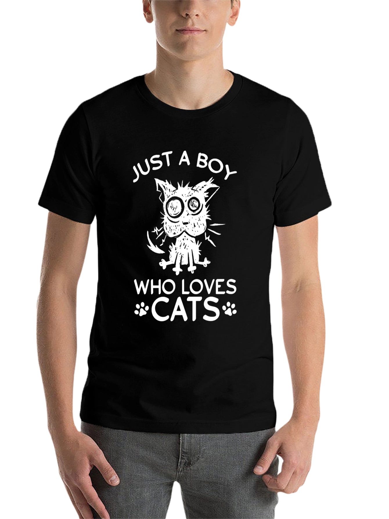 Black Boy Loves Cats T-Shirt view 7
