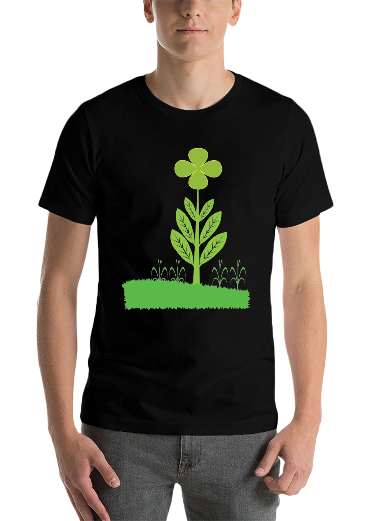 Black Clover Plant Graphic T-Shirt - Black Cotton Blend view 7