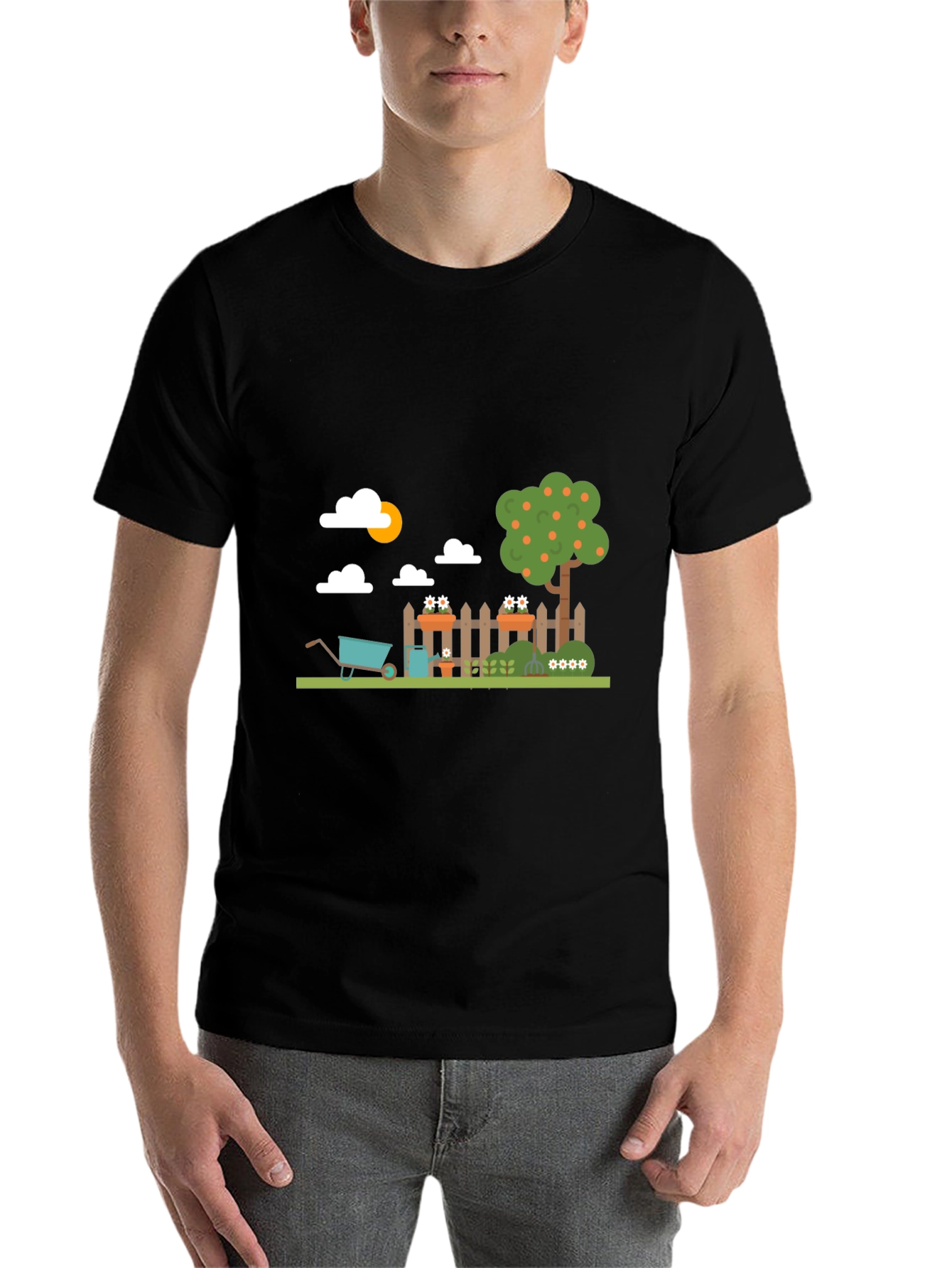 Black Gardening Fun Graphic Tee - Black Cotton Casual view 7