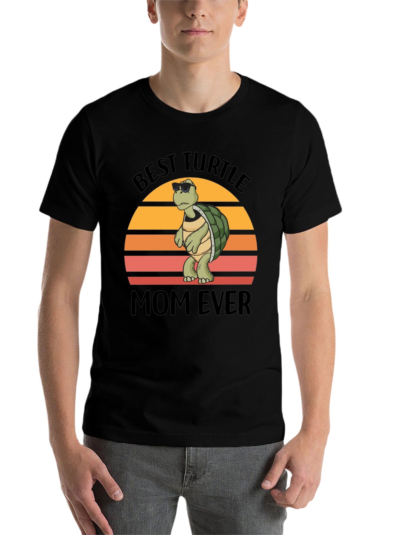 Black Best Turtle Mom Ever T-Shirt view 7