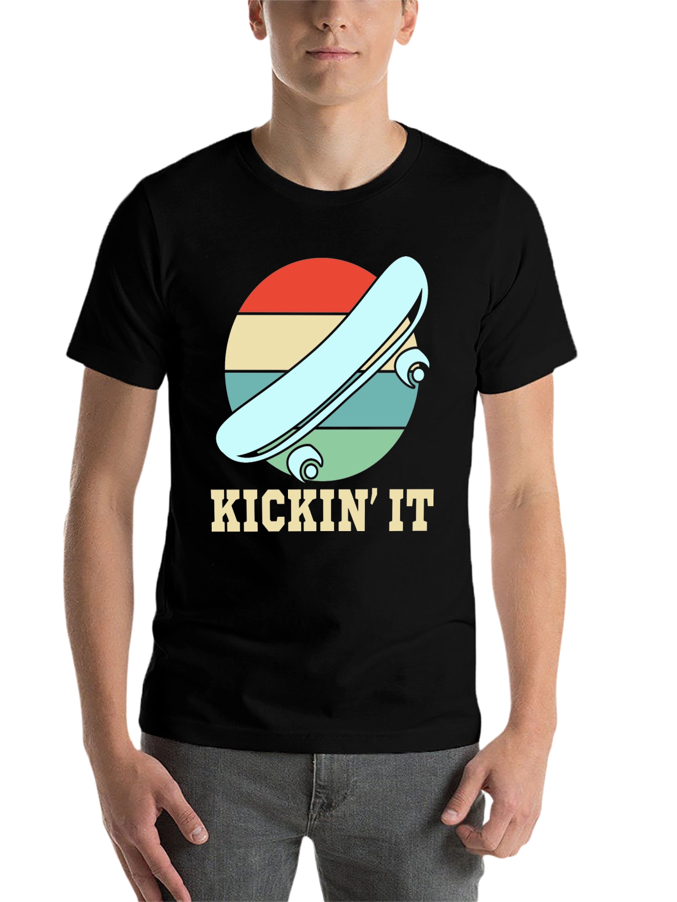 Black KICKIN' IT Skateboard Retro Tee view 7