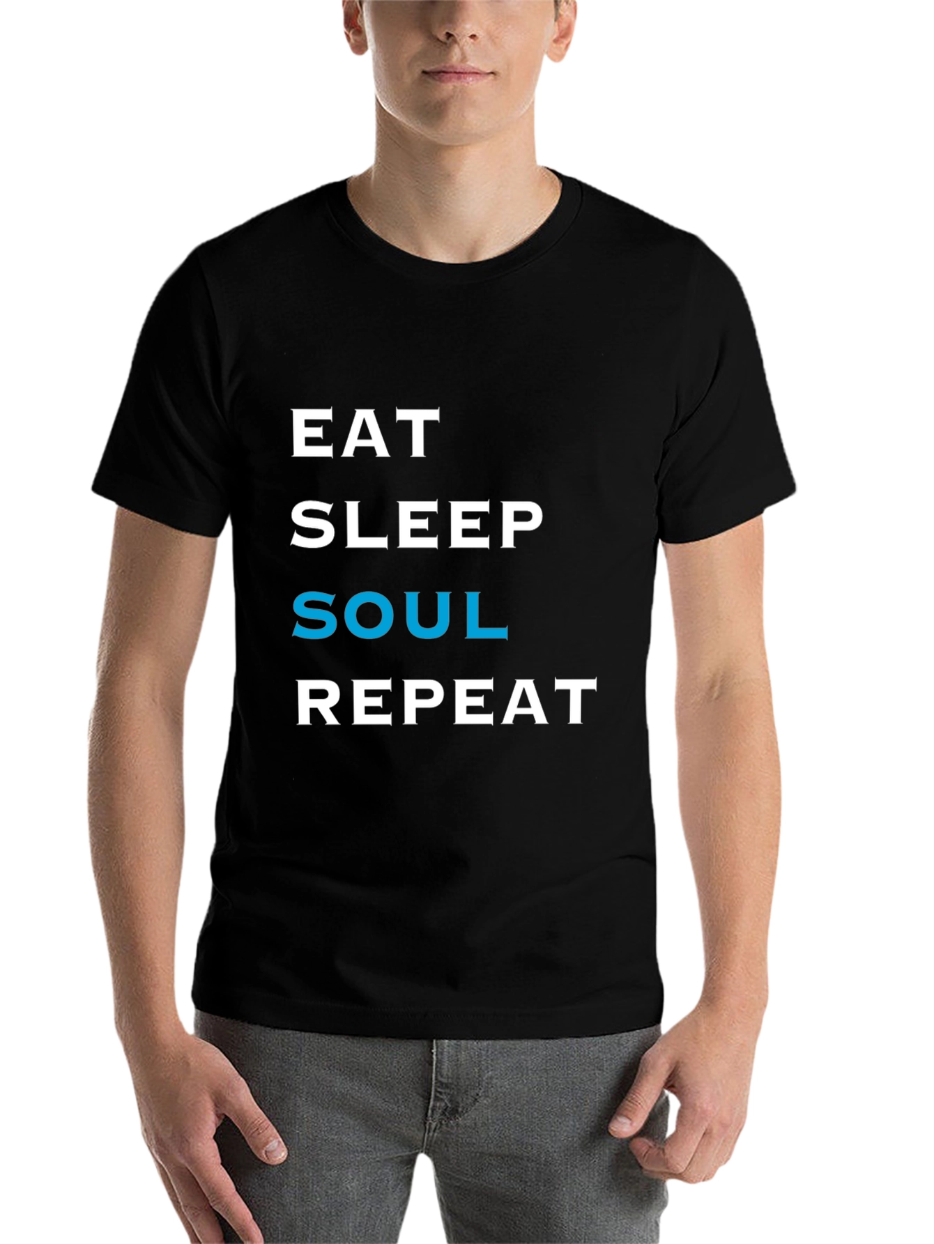 Black Eat Sleep Soul Repeat T-Shirt - Black Casual Tee view 7