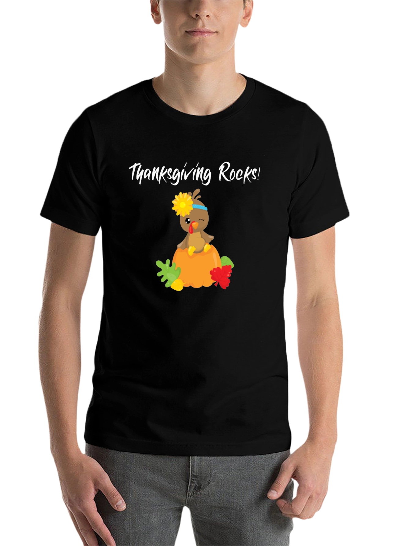 Black Thanksgiving Rocks Turkey Tee view 7