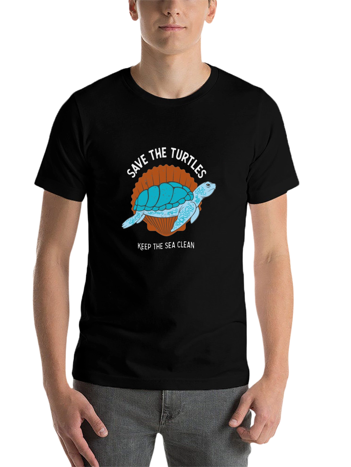 Black Save the Turtles Graphic Tee - Keep the Sea Clean view 7