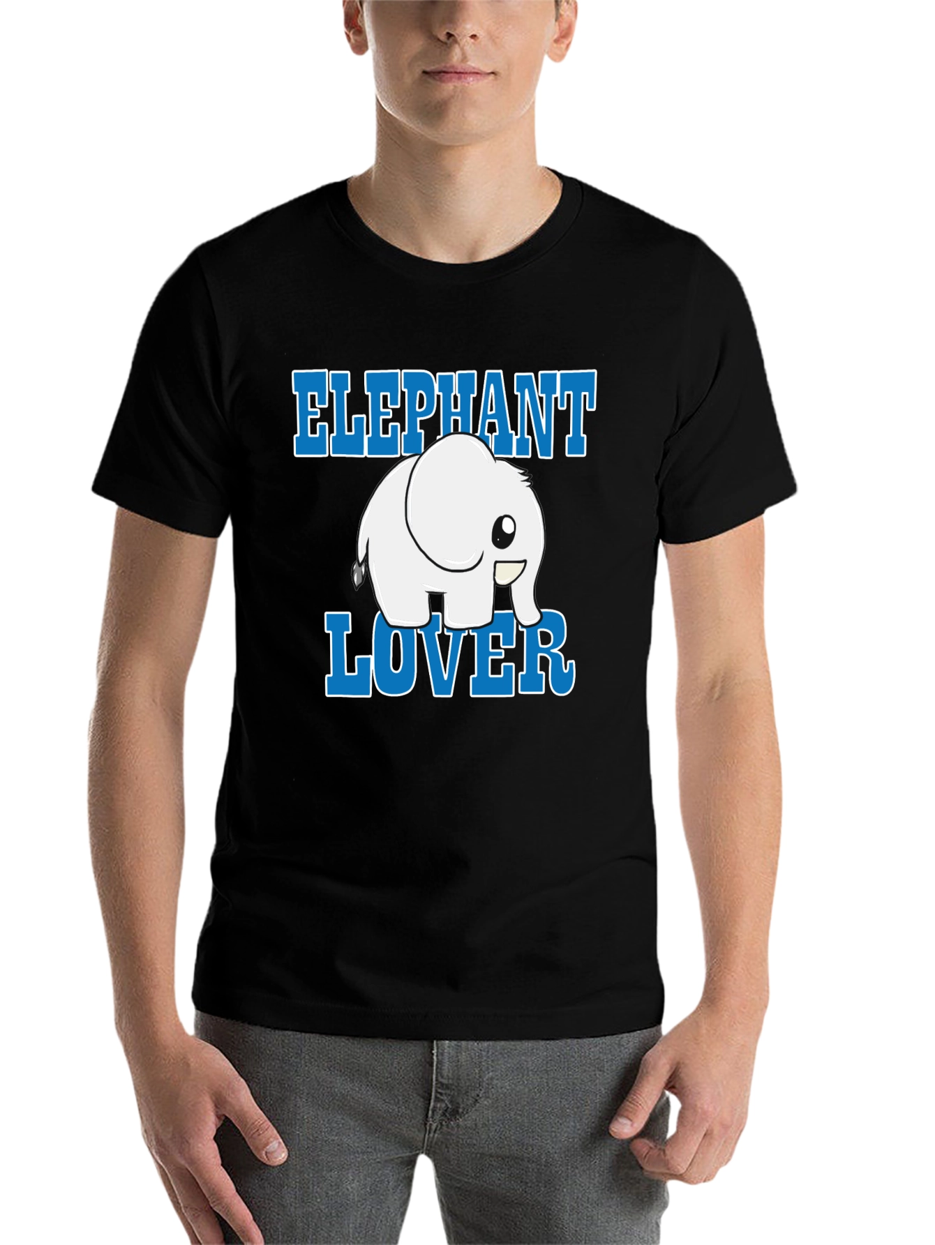 Black Elephant Lover Cartoon Graphic Black T-Shirt view 7