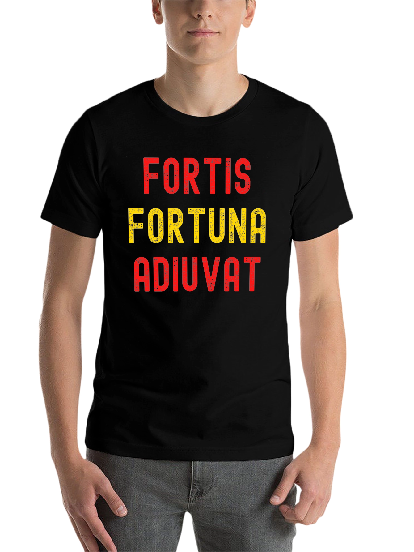 Black Fortis Fortuna Adiuvat Graphic Tee - Be Bold and Lucky! view 7