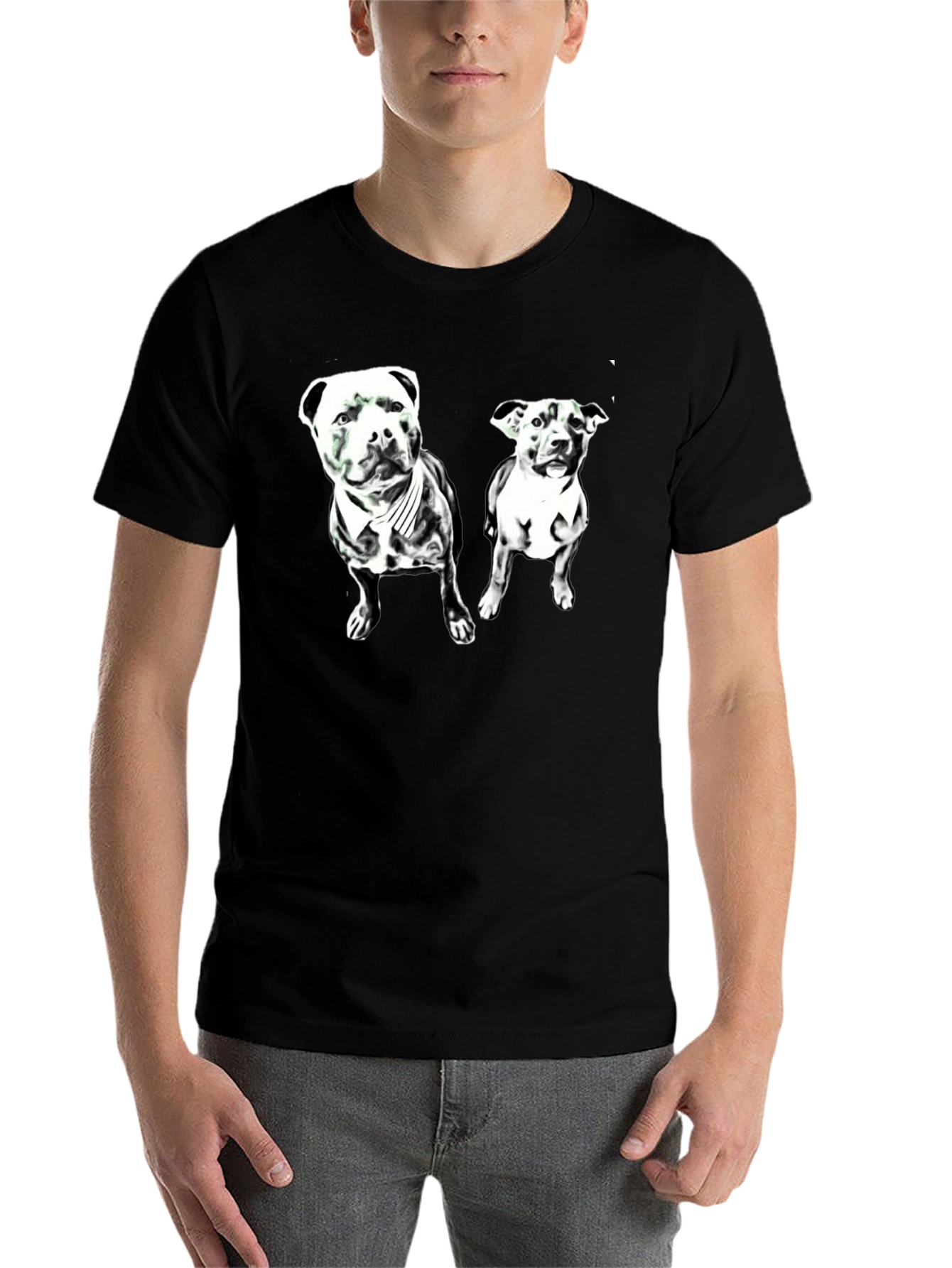 Black Dog Lover T-Shirt - Black Crew Neck with Pitbull Graphic view 7