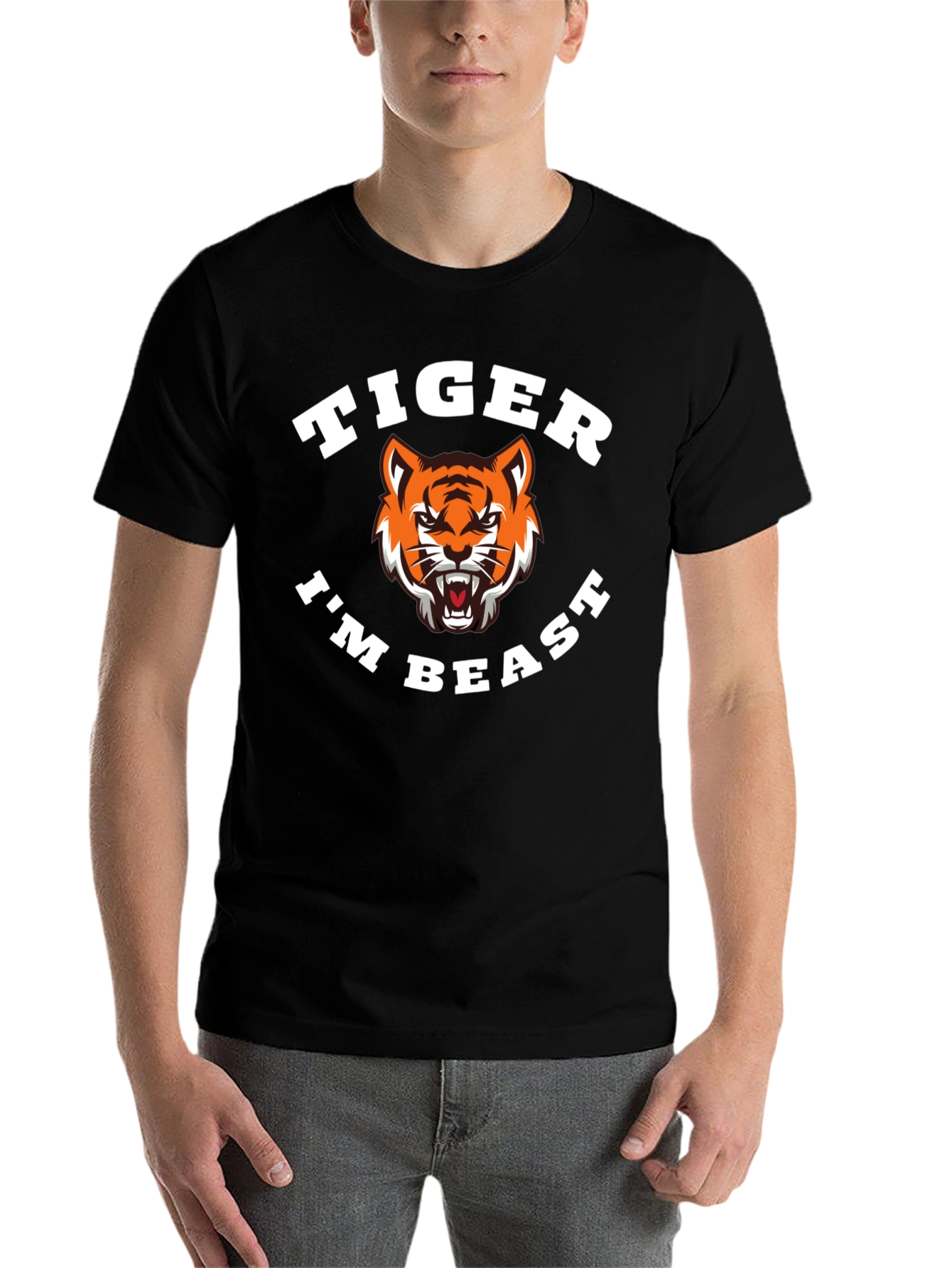 Black Tiger I'm Beast Graphic T-Shirt - Black view 7