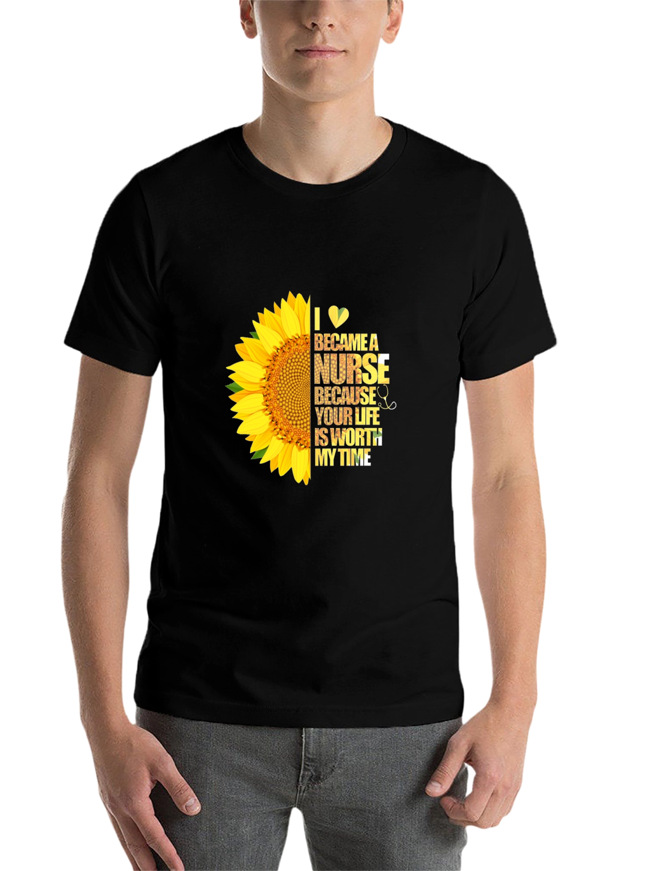 Black Nurse Sunflower Graphic Tee - Black view 7