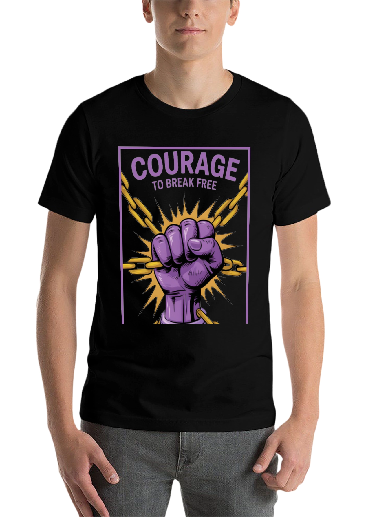 Black Courage to Break Free Graphic T-Shirt view 7