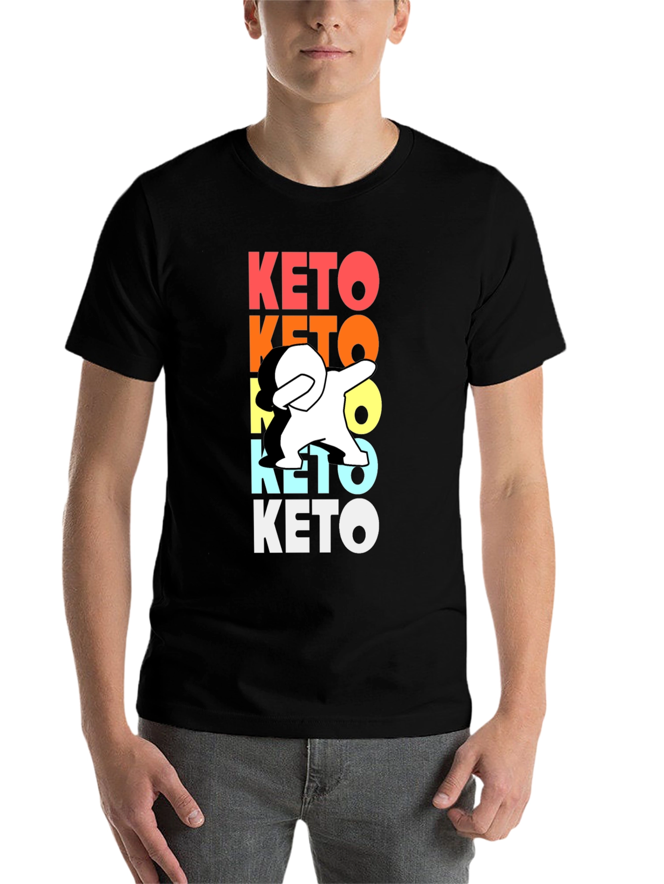 Black Keto Dab Funny Graphic T-Shirt view 7