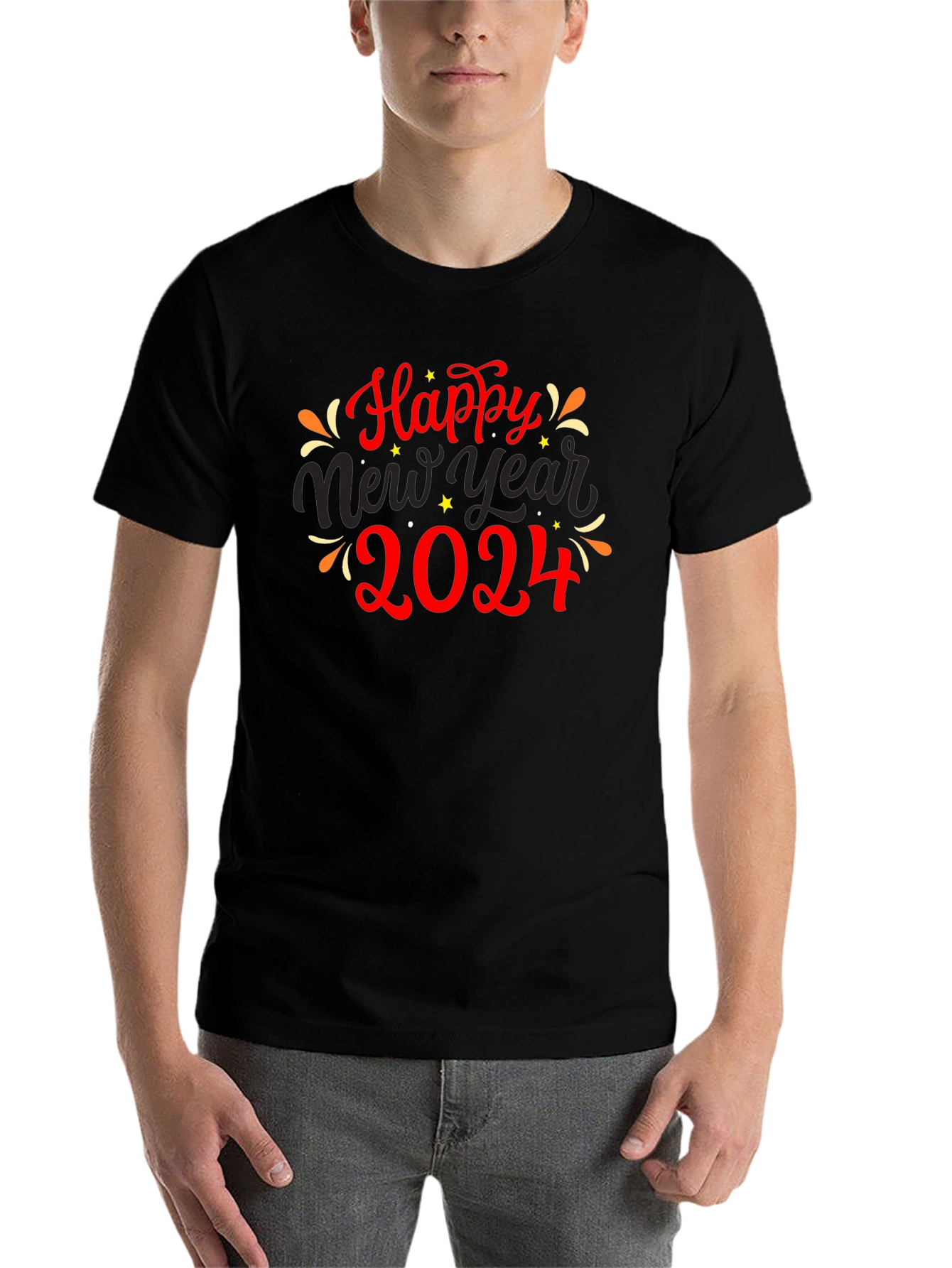 Black Happy New Year 2024 Graphic Tee view 7