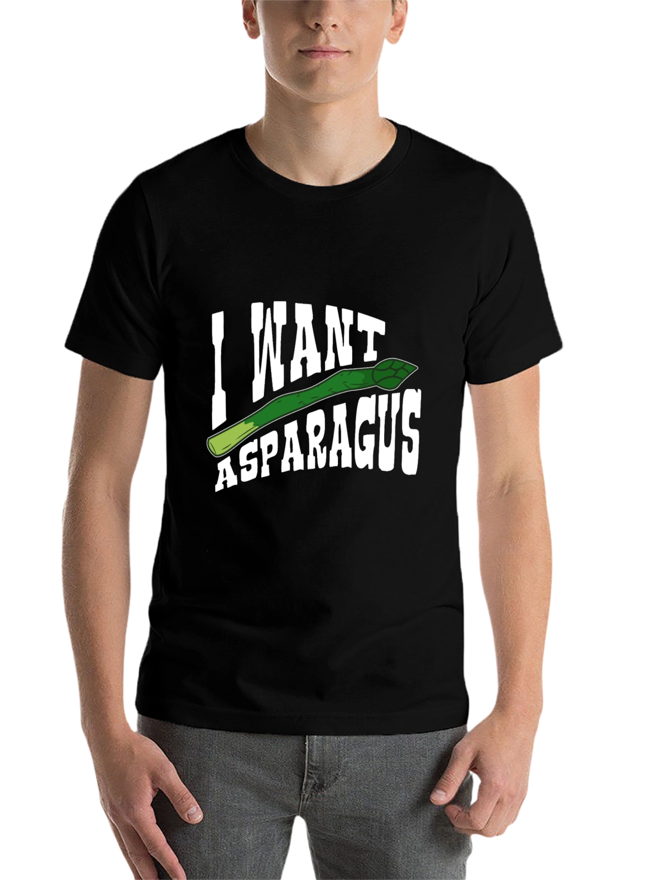 Black I Want Asparagus Graphic T-Shirt view 7