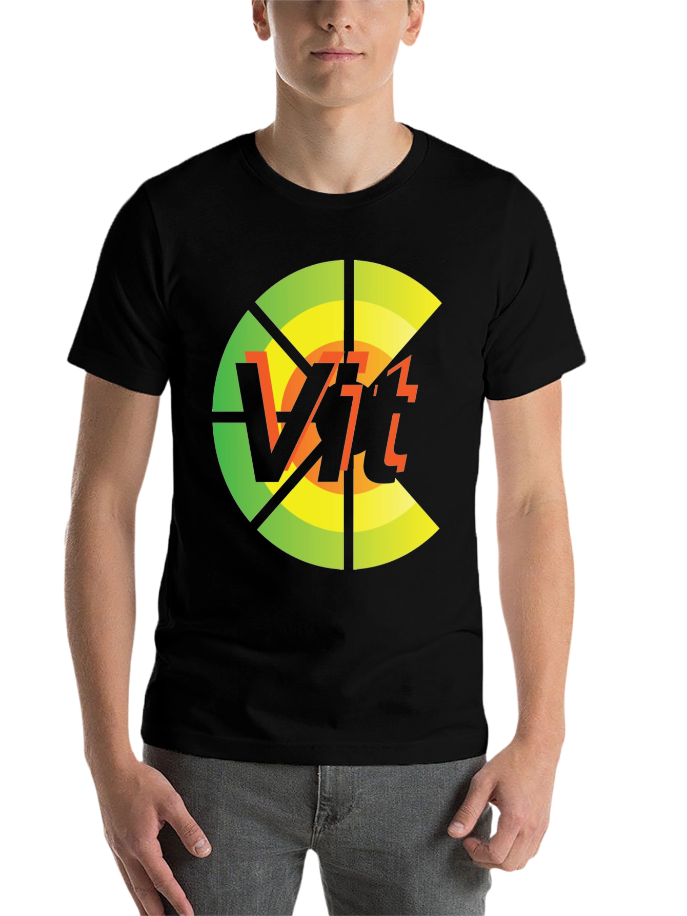 Black Vit T-Shirt: Circular Abstract Graphic Tee view 7