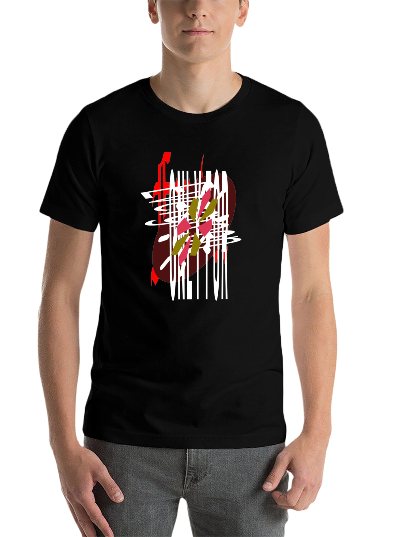 Black Abstract Graphic Print Black T-Shirt view 7