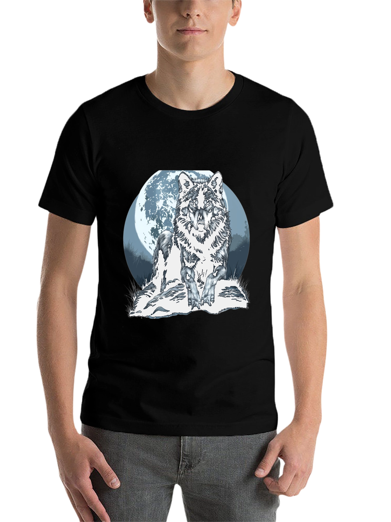 Black Wolf Moon Graphic Tee view 7