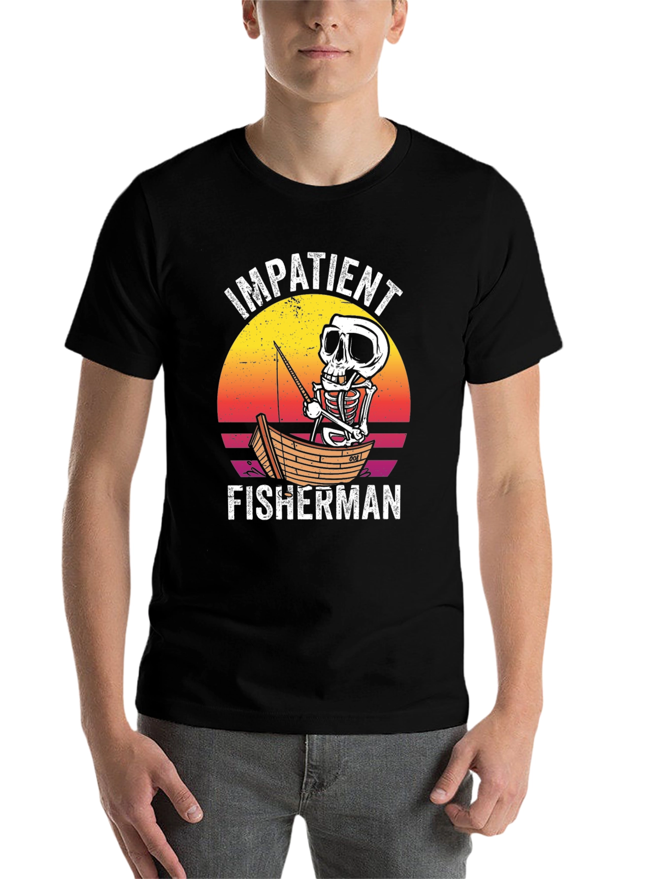 Black Impatient Fisherman Graphic T-Shirt view 7