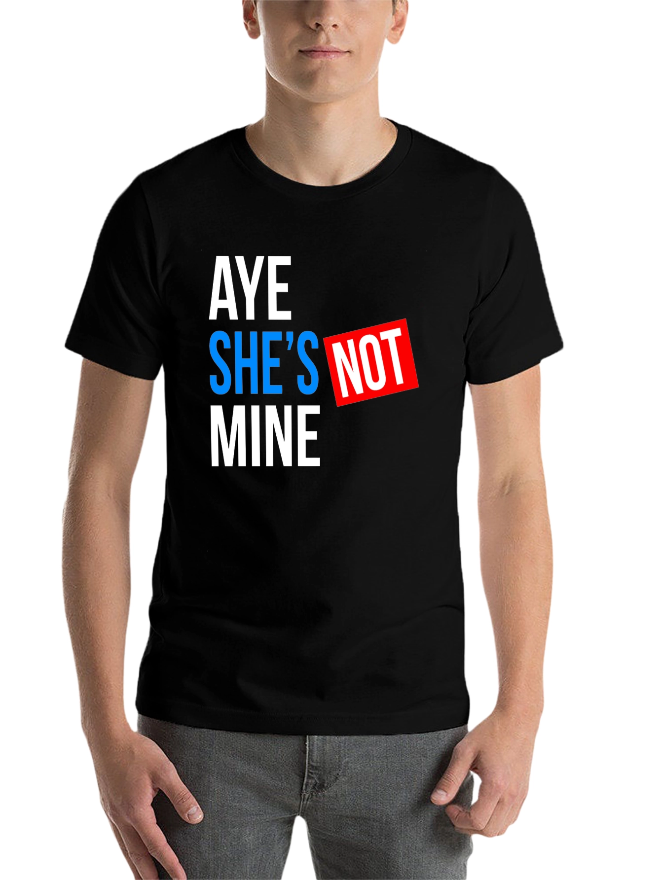Black Aye She's Not Mine Graphic Tee - Black Cotton T-Shirt view 7