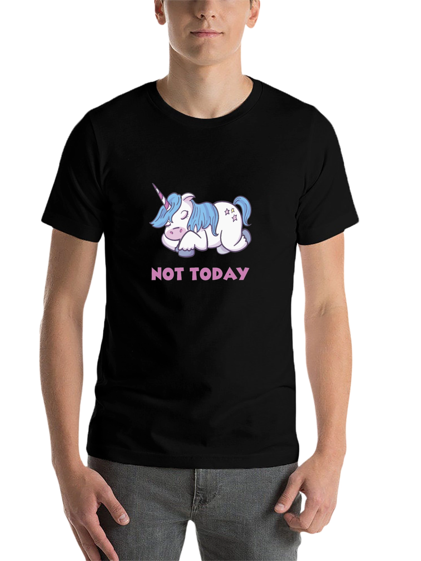 Black Not Today Unicorn T-Shirt - Cute & Funny Tee view 7