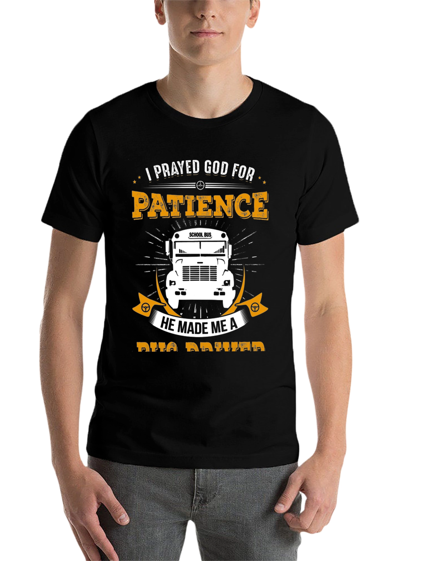 Black Patience School Bus Driver T-Shirt view 7