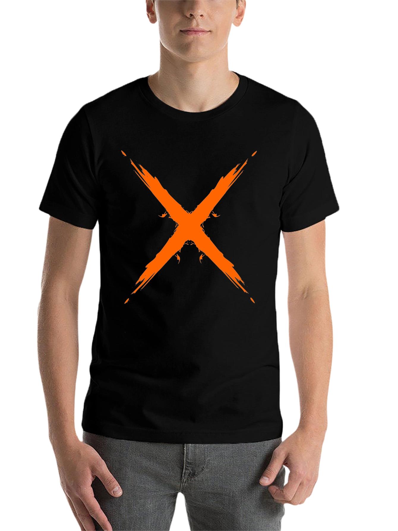 Black Edgy X Graphic Tee - Black Cotton Blend view 7