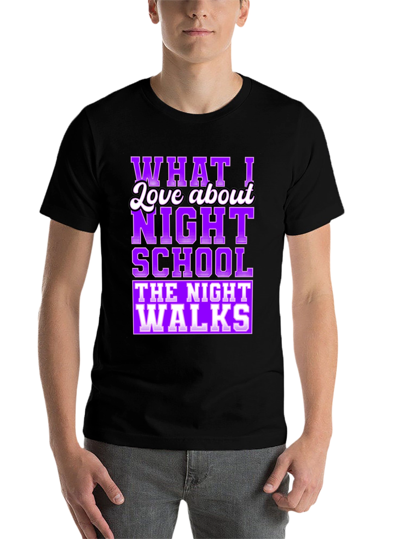 Black Night School Graphic T-Shirt - Humorous Tee view 7