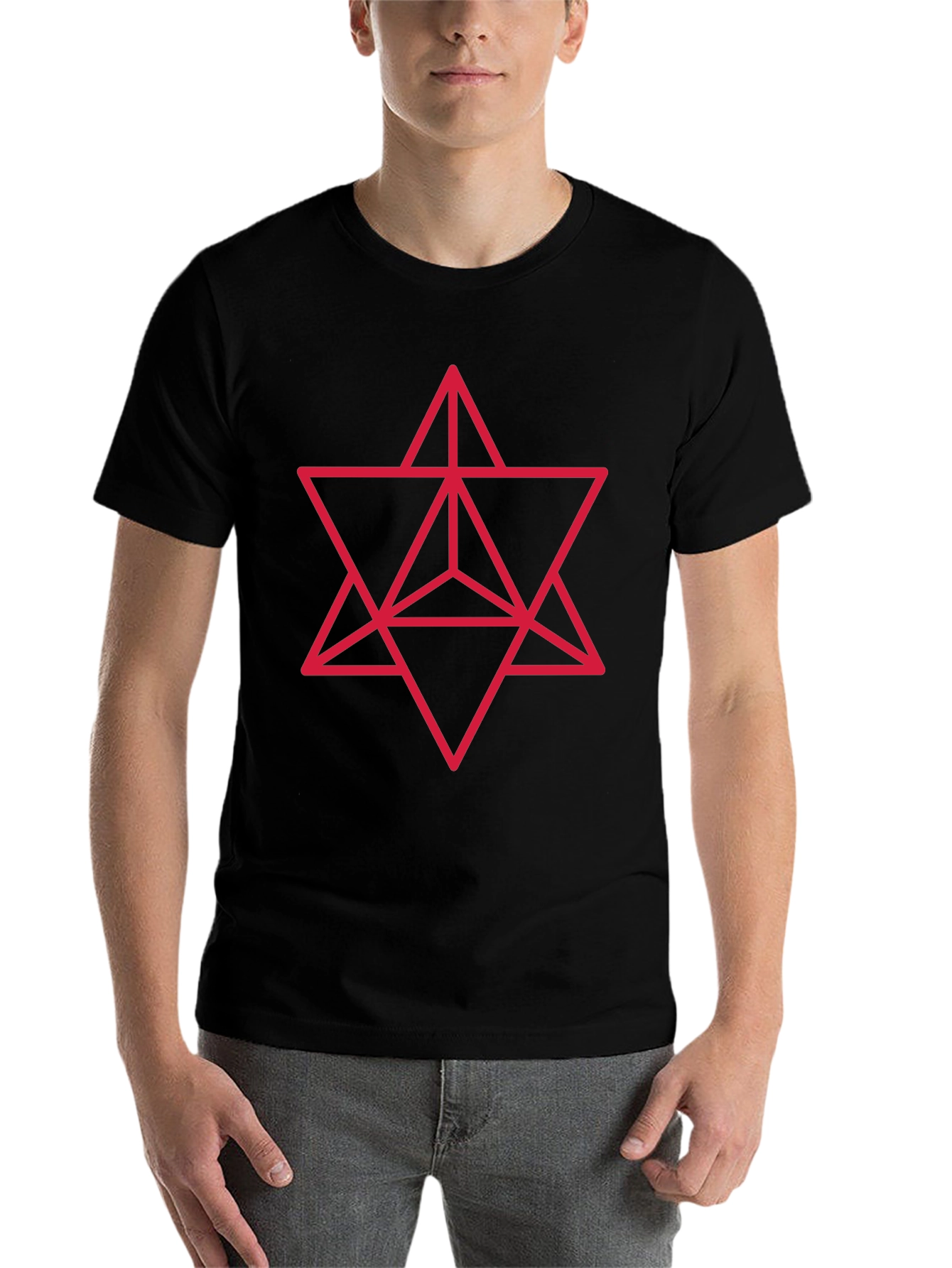 Black Geometric Merkaba Star T-Shirt view 7
